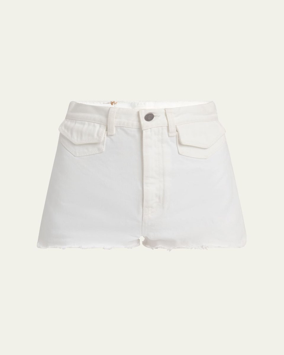 Frayed-Hem Cotton Denim Shorts